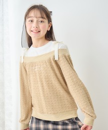 Amourire girl（アムリールガール）の「ショルダーリボン オフショル風プルオーバー(130cm～160cm)（Tシャツ/カットソー・キッズ）」