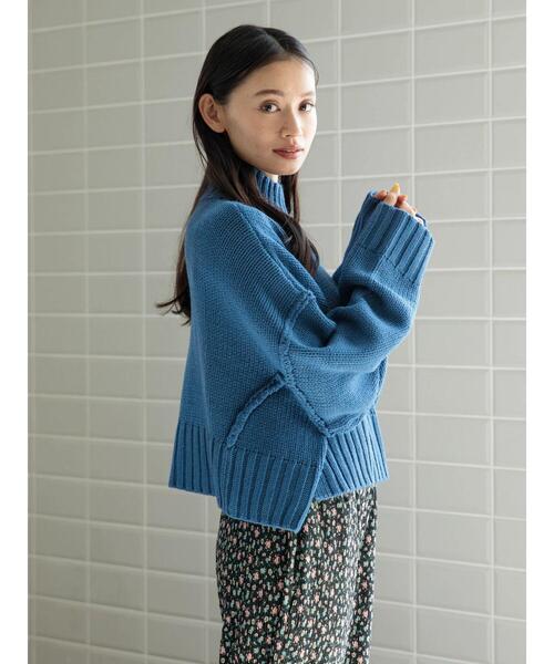 Sugar spoon（シュガースプーン）の「・SUGAR　SPOON　ハイネックショートニット（ニット/セーター・レディース・ブラック/杢グレー/グリーン/オフホワイト/ピンク/ブルー・FREE）」の18枚目の写真