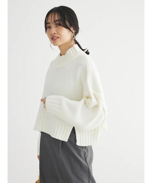 Sugar spoon（シュガースプーン）の「・SUGAR　SPOON　ハイネックショートニット（ニット/セーター・レディース・ブラック/杢グレー/グリーン/オフホワイト/ピンク/ブルー・FREE）」の22枚目の写真