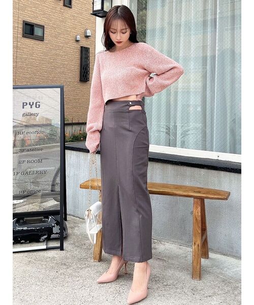 RESEXXY(リゼクシー)の「サイドオープン裏毛タイトスカート(スカート・レディース・ピンク/チャコールグレー/ブラック・FREE)」の10枚目の写真