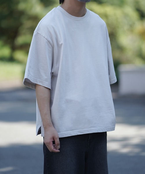 molk（モルク）の「【molk】ルーズシルエットベーシックコットンTシャツ（Tシャツ/カットソー・メンズ・ホワイト/チャコールグレー/ライトグレー/ホワイト×ネイビー・S/L/M）」の4枚目の写真
