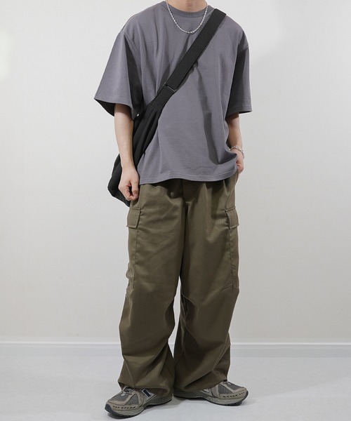 molk（モルク）の「【molk】ルーズシルエットベーシックコットンTシャツ（Tシャツ/カットソー・メンズ・ホワイト/チャコールグレー/ライトグレー/ホワイト×ネイビー・S/L/M）」の19枚目の写真