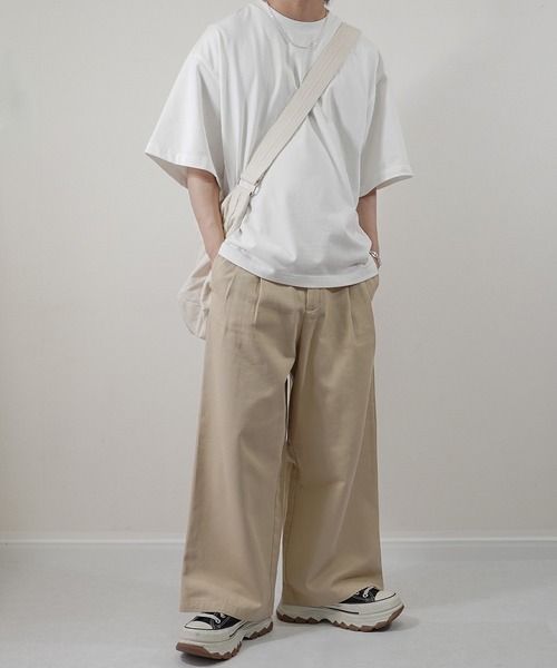 molk（モルク）の「【molk】ルーズシルエットベーシックコットンTシャツ（Tシャツ/カットソー・メンズ・ホワイト/チャコールグレー/ライトグレー/ホワイト×ネイビー・S/L/M）」の22枚目の写真