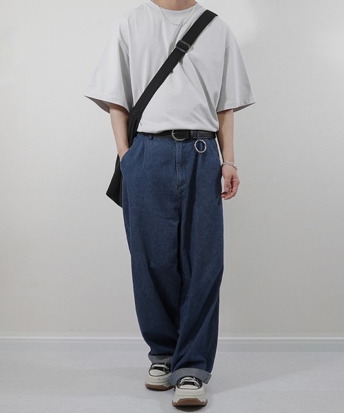 molk（モルク）の「【molk】ルーズシルエットベーシックコットンTシャツ（Tシャツ/カットソー・メンズ・ホワイト/チャコールグレー/ライトグレー/ホワイト×ネイビー・S/L/M）」の14枚目の写真