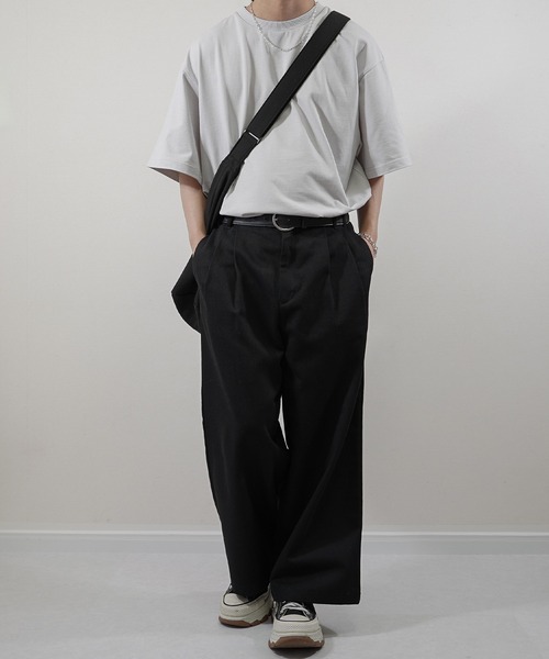 molk（モルク）の「【molk】ルーズシルエットベーシックコットンTシャツ（Tシャツ/カットソー・メンズ・ホワイト/チャコールグレー/ライトグレー/ホワイト×ネイビー・S/L/M）」の15枚目の写真