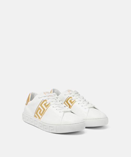 VERSACE(ヴェルサーチ)の「グレカ 刺繍 スニーカー(スニーカー・メンズ・ホワイト/ホワイト×ゴールド・42/41/43/44)」の5枚目の写真