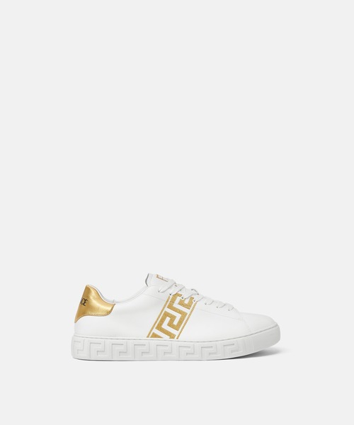 VERSACE(ヴェルサーチ)の「グレカ 刺繍 スニーカー(スニーカー・メンズ・ホワイト/ホワイト×ゴールド・42/41/43/44)」の6枚目の写真