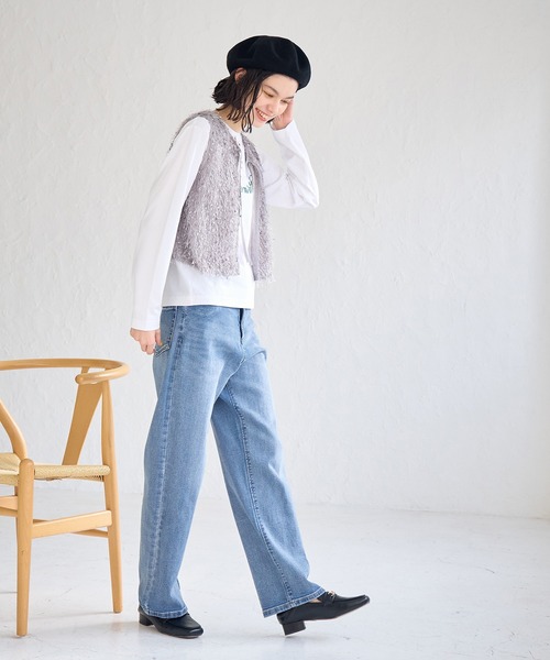 ROPE' PICNIC（ロペピクニック）の「CALINE×ROPE' PICNIC/メッセージロゴアソートロンT（Tシャツ/カットソー・レディース・ホワイト/ネイビー/ピンク・38）」の6枚目の写真