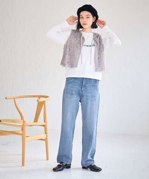 ROPE' PICNIC（ロペピクニック）の「CALINE×ROPE' PICNIC/メッセージロゴアソートロンT（Tシャツ/カットソー・レディース・ホワイト/ネイビー/ピンク・38）」の7枚目の写真