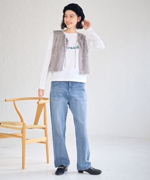 ROPE' PICNIC（ロペピクニック）の「CALINE×ROPE' PICNIC/メッセージロゴアソートロンT（Tシャツ/カットソー・レディース・ホワイト/ネイビー/ピンク・38）」の8枚目の写真