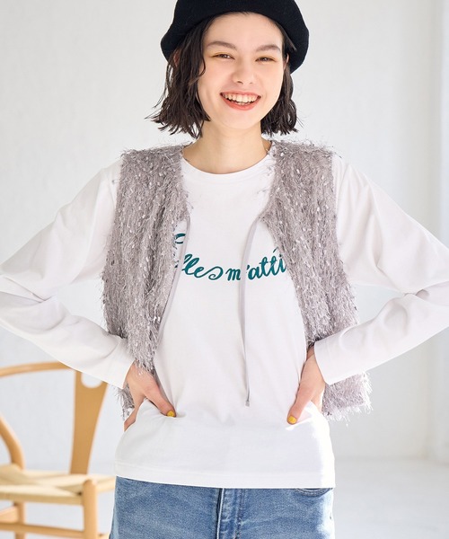ROPE' PICNIC（ロペピクニック）の「CALINE×ROPE' PICNIC/メッセージロゴアソートロンT（Tシャツ/カットソー・レディース・ホワイト/ネイビー/ピンク・38）」の9枚目の写真