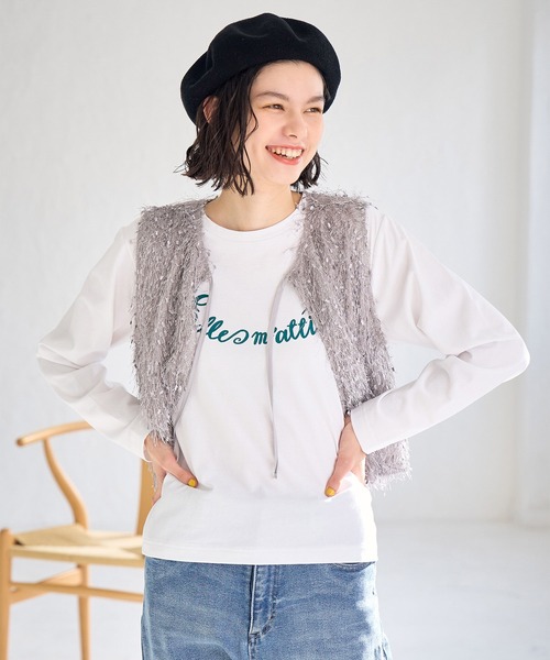 ROPE' PICNIC（ロペピクニック）の「CALINE×ROPE' PICNIC/メッセージロゴアソートロンT（Tシャツ/カットソー・レディース・ホワイト/ネイビー/ピンク・38）」の10枚目の写真