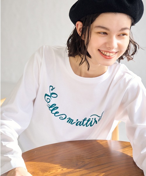 ROPE' PICNIC（ロペピクニック）の「CALINE×ROPE' PICNIC/メッセージロゴアソートロンT（Tシャツ/カットソー・レディース・ホワイト/ネイビー/ピンク・38）」の11枚目の写真