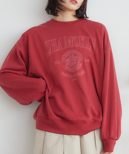 RETRO GIRL(レトロガール)の「ステッチ刺繍トレーナー(スウェット・レディース・レッド/ダークブルー/ホワイト系その他・FREE)」の3枚目の写真