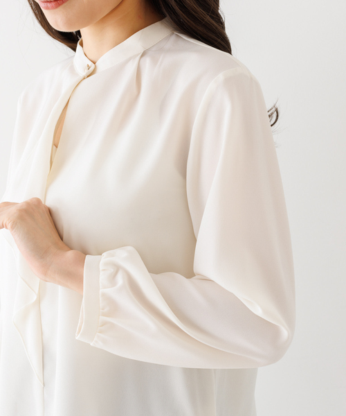 abahouse mavie(アバハウスマヴィ)の「ジョーゼットフリルブラウス/セミオケ(シャツ/ブラウス・レディース・ダークネイビー/オフホワイト/ホワイト・フリー)」の16枚目の写真