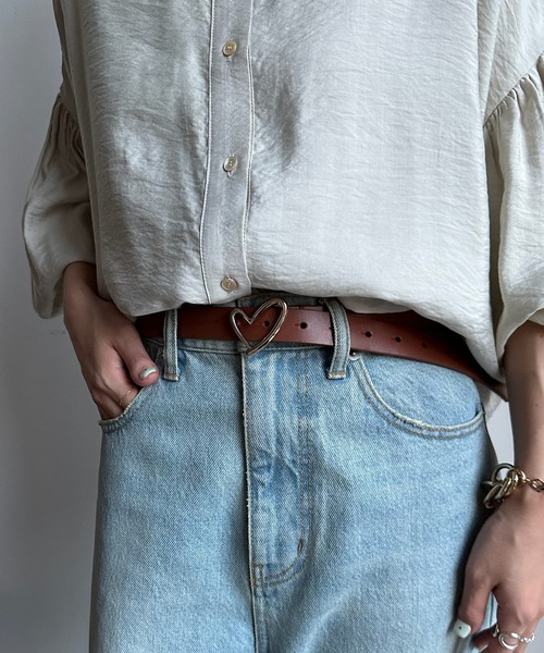 DouDou（ドゥドゥ）の「ハートバックルレザーベルト（ベルト・レディース・ブラウン/ブラック・FREE）」の7枚目の写真