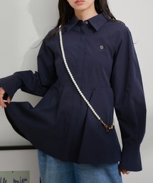 VIS | 【洗える】ロゴモチーフ付きペプラムシャツ(シャツ/ブラウス)