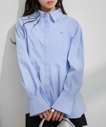 VIS | 【洗える】ロゴモチーフ付きペプラムシャツ(シャツ/ブラウス)