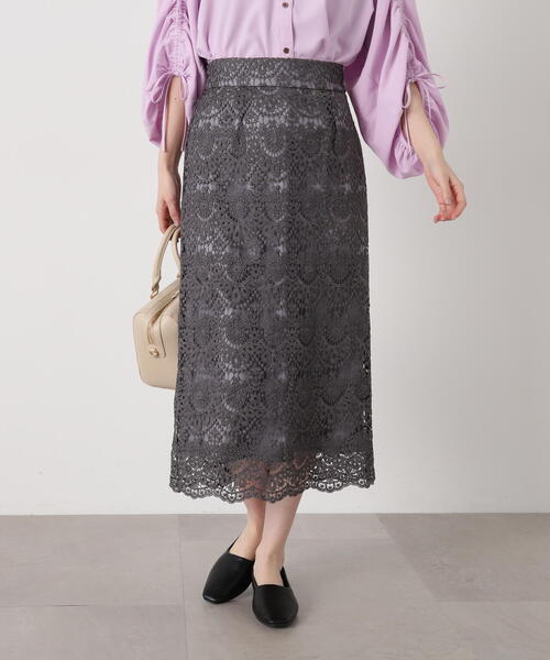 N.（N. Natural Beauty Basic）（エヌエヌナチュラルビューティーベーシック）の「◆ケミカルレーススカート（スカート・レディース・ブルー/オフホワイト/グレー・MEDIUM）」の12枚目の写真