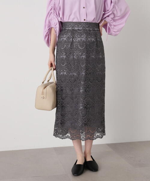 N.（N. Natural Beauty Basic）（エヌエヌナチュラルビューティーベーシック）の「◆ケミカルレーススカート（スカート・レディース・ブルー/オフホワイト/グレー・MEDIUM）」の14枚目の写真