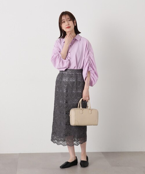 N.（N. Natural Beauty Basic）（エヌエヌナチュラルビューティーベーシック）の「◆ケミカルレーススカート（スカート・レディース・ブルー/オフホワイト/グレー・MEDIUM）」の16枚目の写真