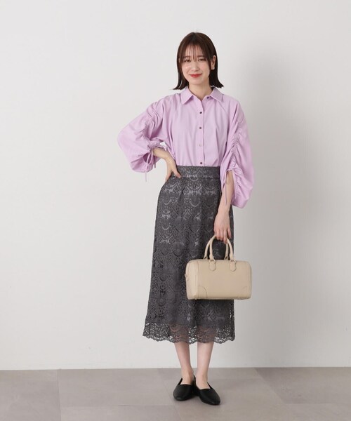 N.（N. Natural Beauty Basic）（エヌエヌナチュラルビューティーベーシック）の「◆ケミカルレーススカート（スカート・レディース・ブルー/オフホワイト/グレー・MEDIUM）」の17枚目の写真