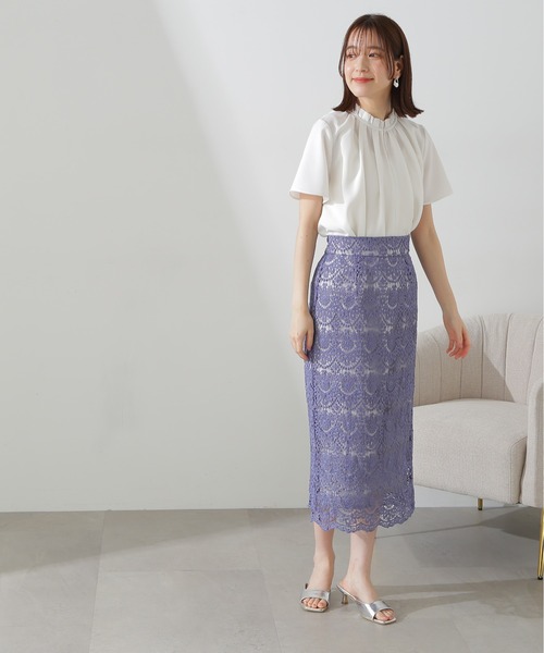 N.（N. Natural Beauty Basic）（エヌエヌナチュラルビューティーベーシック）の「◆ケミカルレーススカート（スカート・レディース・ブルー/オフホワイト/グレー・MEDIUM）」の11枚目の写真