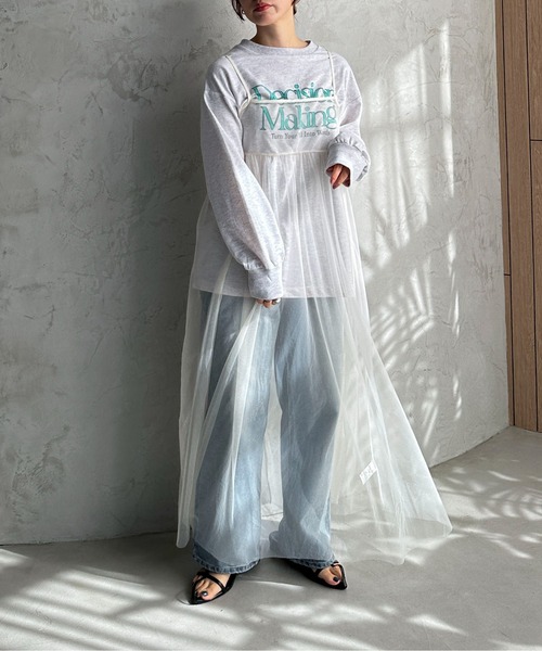 feepur(フェピュール)の「チュールレイヤードマルチワンピース(ワンピース・レディース・アイボリー/ブラック・MEDIUM)」の4枚目の写真