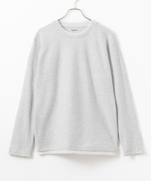 NAVY(ネイビー)の「NAVY フェイクレイヤードクルーネック長袖Tシャツ(Tシャツ/カットソー・メンズ・ネイビー/グレー/オートミール・M/S/XL/L)」の2枚目の写真