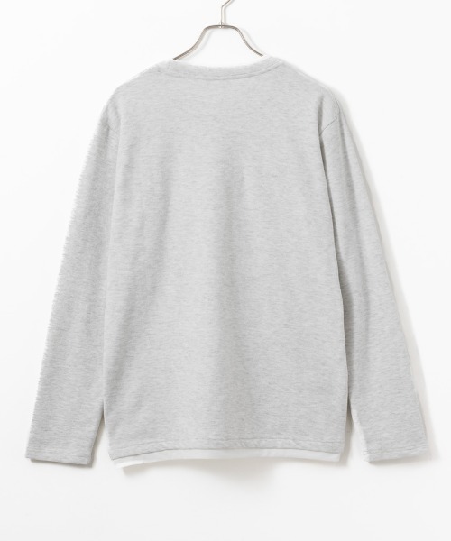 NAVY(ネイビー)の「NAVY フェイクレイヤードクルーネック長袖Tシャツ(Tシャツ/カットソー・メンズ・ネイビー/グレー/オートミール・M/S/XL/L)」の4枚目の写真