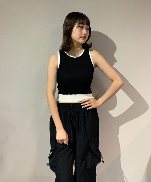セール】バックオープン 配色タンクトップ（タンクトップ