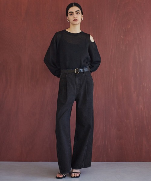 STERNBERG(スタンバーグ)の「STERNBERG/ショルダースリットニットプルオーバー/987681(ニット/セーター・レディース・ブラック/モカ・MEDIUM/LARGE)」の4枚目の写真