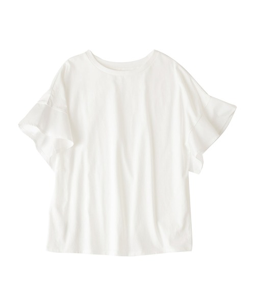 Viola e Viola(ヴィオラエヴィオラ)の「さらひやりコットン 袖異素材ゆるトップス(Tシャツ/カットソー・レディース・グレイッシュブルー/ブラック/ミント/ホワイト/モカ/オレンジ・5L/4L/L/M/3L/LL)」の21枚目の写真