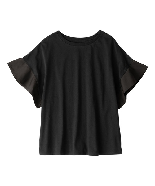 Viola e Viola(ヴィオラエヴィオラ)の「さらひやりコットン 袖異素材ゆるトップス(Tシャツ/カットソー・レディース・グレイッシュブルー/ブラック/ミント/ホワイト/モカ/オレンジ・5L/4L/L/M/3L/LL)」の22枚目の写真