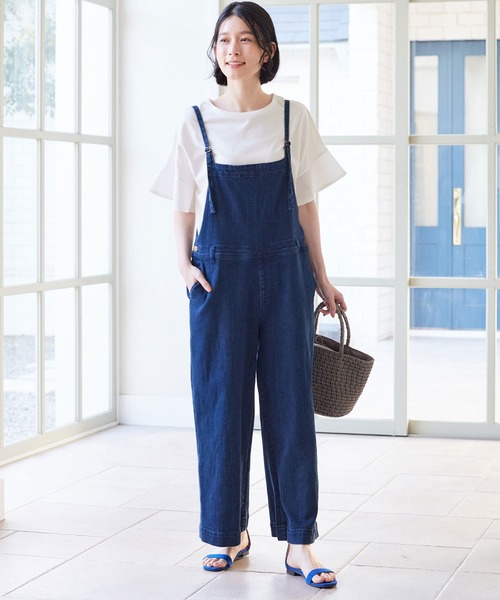 Viola e Viola(ヴィオラエヴィオラ)の「さらひやりコットン 袖異素材ゆるトップス(Tシャツ/カットソー・レディース・グレイッシュブルー/ブラック/ミント/ホワイト/モカ/オレンジ・5L/4L/L/M/3L/LL)」の7枚目の写真