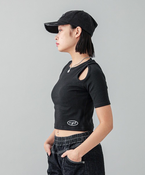 X-girl（エックスガール）の「DISTRESSED 6PANEL CAP（キャップ・レディース・ピンク/チャコール・ONE SIZE）」の5枚目の写真