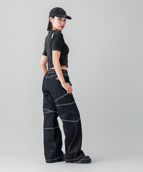 X-girl（エックスガール）の「DISTRESSED 6PANEL CAP（キャップ・レディース・ピンク/チャコール・ONE SIZE）」の9枚目の写真