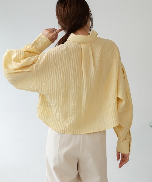 Bab（バブ）の「タックスリーブコンパクトシャツブラウス（シャツ/ブラウス・レディース・イエロー/ピンク/アイボリー・M）」の14枚目の写真