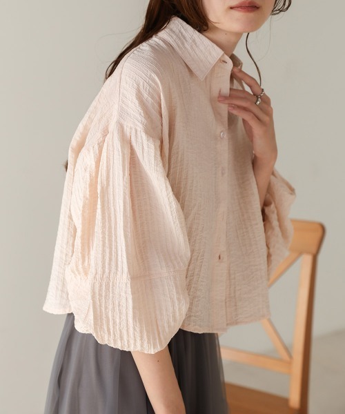 Bab（バブ）の「タックスリーブコンパクトシャツブラウス（シャツ/ブラウス・レディース・イエロー/ピンク/アイボリー・M）」の18枚目の写真