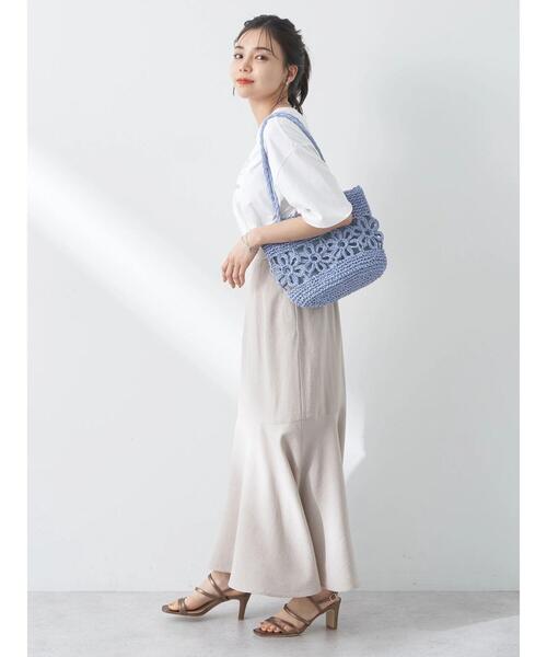 earth music&ecology（アースミュージックアンドエコロジー）の「フラワーペーパートート（トートバッグ・レディース・イエロー/ナチュラル/サックスブルー・FREE）」の7枚目の写真