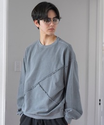 COLIN:SWITCHING PANEL CUT OFF PIGMENTDYED C/N SWEAT / 切り替えピグメント クルーネック スウェット