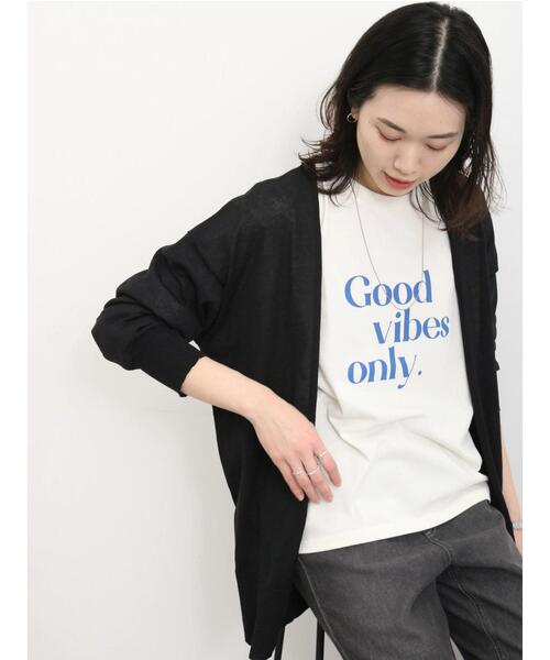Samansa Mos2 blue（サマンサモスモスブルー）の「【抗菌防臭】ロゴロンT（Tシャツ/カットソー・レディース・オフホワイト/チャコールグレー/ライトベージュ・F）」の5枚目の写真