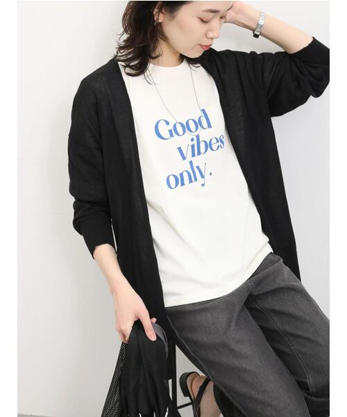 Samansa Mos2 blue（サマンサモスモスブルー）の「【抗菌防臭】ロゴロンT（Tシャツ/カットソー・レディース・オフホワイト/チャコールグレー/ライトベージュ・F）」の6枚目の写真