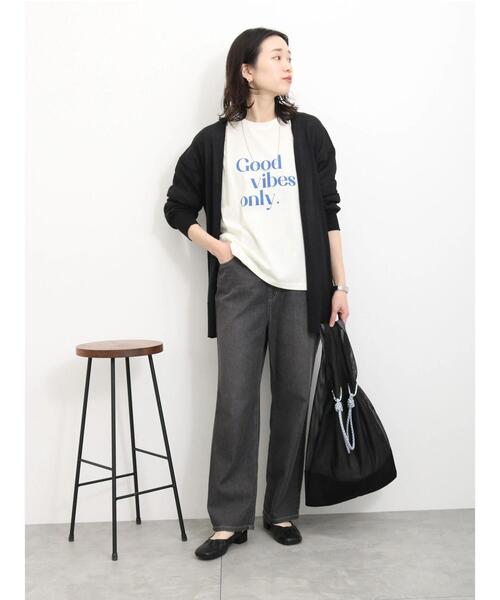 Samansa Mos2 blue（サマンサモスモスブルー）の「【抗菌防臭】ロゴロンT（Tシャツ/カットソー・レディース・オフホワイト/チャコールグレー/ライトベージュ・F）」の7枚目の写真