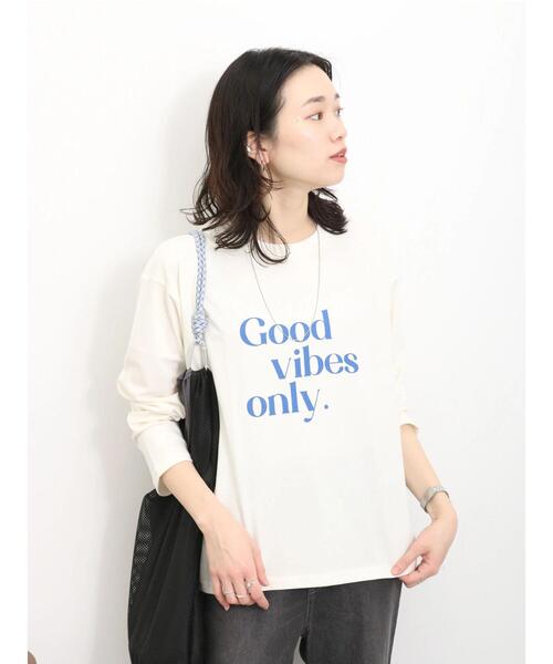 Samansa Mos2 blue（サマンサモスモスブルー）の「【抗菌防臭】ロゴロンT（Tシャツ/カットソー・レディース・オフホワイト/チャコールグレー/ライトベージュ・F）」の8枚目の写真