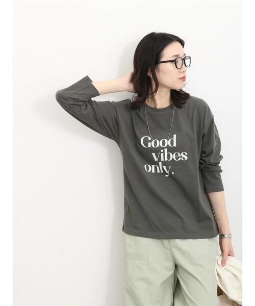 Samansa Mos2 blue（サマンサモスモスブルー）の「【抗菌防臭】ロゴロンT（Tシャツ/カットソー・レディース・オフホワイト/チャコールグレー/ライトベージュ・F）」の12枚目の写真