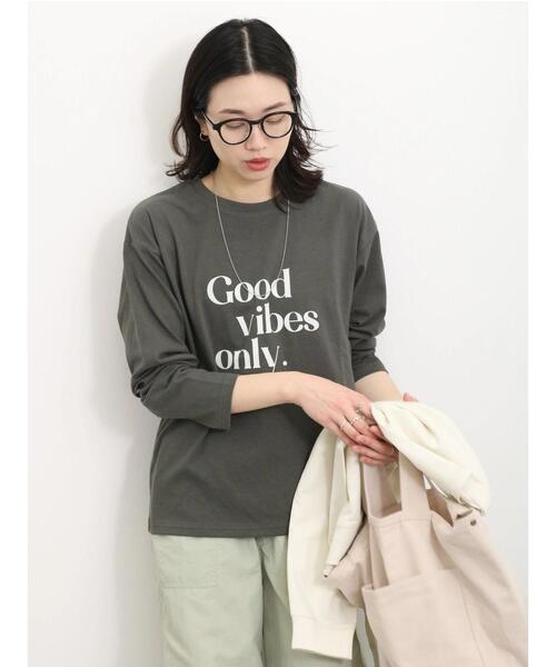 Samansa Mos2 blue（サマンサモスモスブルー）の「【抗菌防臭】ロゴロンT（Tシャツ/カットソー・レディース・オフホワイト/チャコールグレー/ライトベージュ・F）」の13枚目の写真