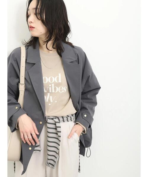 Samansa Mos2 blue（サマンサモスモスブルー）の「【抗菌防臭】ロゴロンT（Tシャツ/カットソー・レディース・オフホワイト/チャコールグレー/ライトベージュ・F）」の15枚目の写真