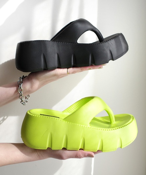 AmiAmi（アミアミ）の「軽量厚底！トングプラットフォームサンダル /ビーチサンダル（サンダル・レディース・ピンク/グリーン/アイボリー/ホワイト/ブラック・36-37/38-39/40-41）」の14枚目の写真