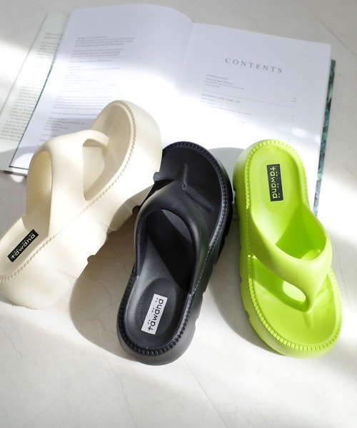 AmiAmi（アミアミ）の「軽量厚底！トングプラットフォームサンダル /ビーチサンダル（サンダル・レディース・ピンク/グリーン/アイボリー/ホワイト/ブラック・36-37/38-39/40-41）」の7枚目の写真